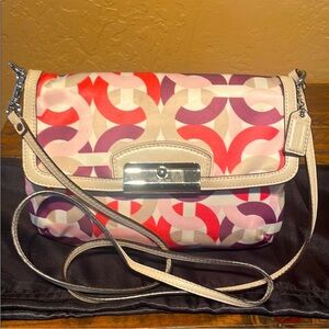 Coach Madison Op Art Sateen & Leather Crossbody EUC